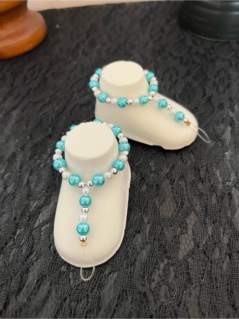 Turquoise Beaded Barefoot Sandal Set